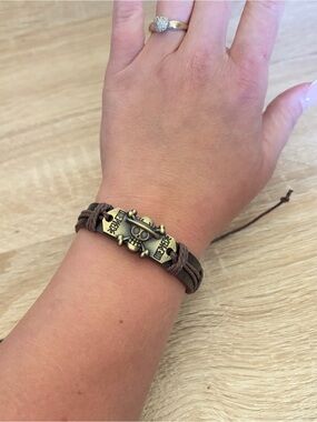 Unisex Brown Pirate Logo Bracelet